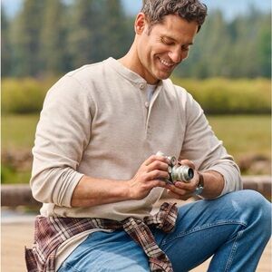 Mens LL Bean Waffle Thermal Henley